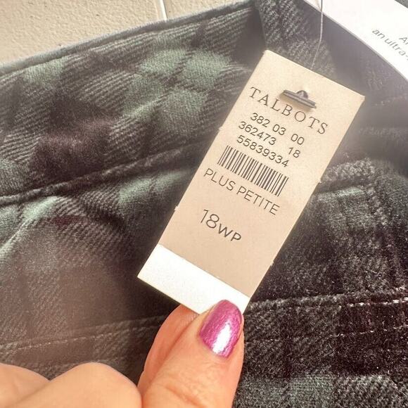 NYDJ Velveteen Green Plaid Lift Tuck Technology Stretch Straight Pants Size 18WP - Picture 8 of 11